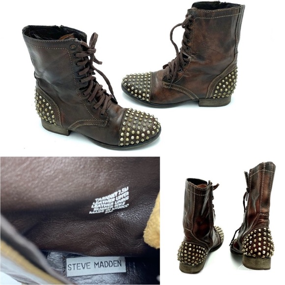 STEVE Madden Studded Lace up Combat Boot - Picture 4 of 8